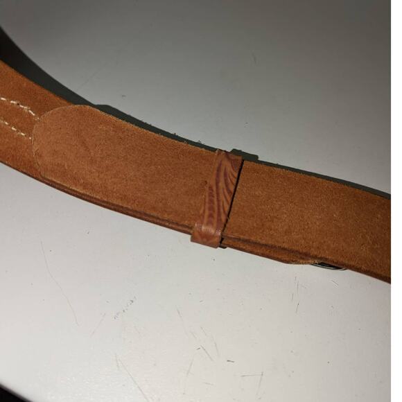 Vintage Hand Tooled Leather Belt Top Grain Steer Hide Tan Unisex - Picture 3 of 9